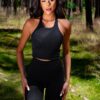 Černý sportovní fitness top CALENO s průstřihy Velikost: L - Image 2