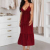Červené elegantní elastické šaty STRIDE s kamínky Velikost: ONESIZE - Image 3