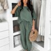Khaki mušelínové oversize tričko MILORA Velikost: ONESIZE - Image 2