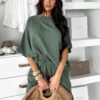 Khaki mušelínové oversize tričko MILORA Velikost: ONESIZE - Image 3