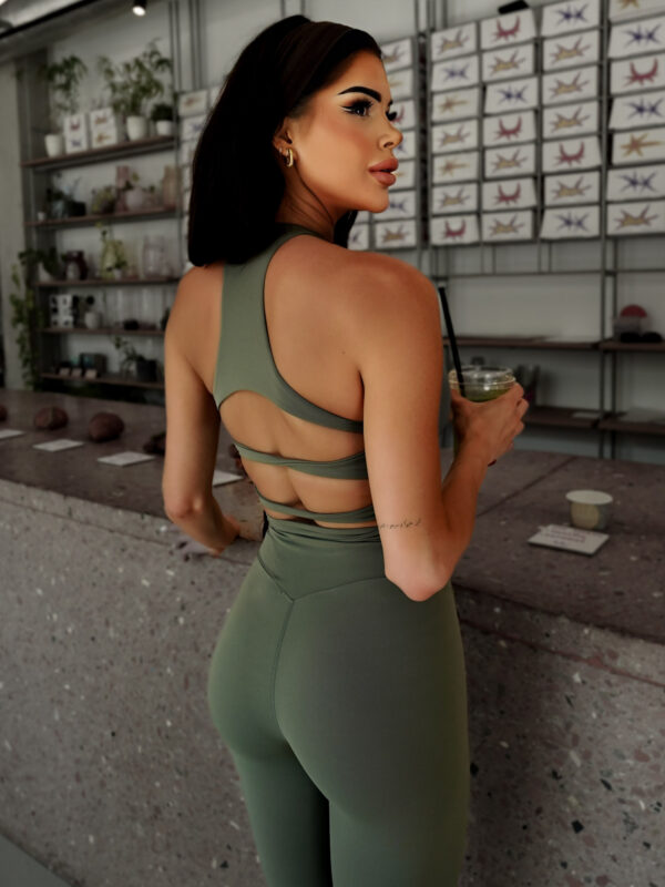Khaki sportovní yoga top CALENO Velikost: L