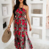 Leopardí červené dlouhé maxi šaty FELUNE Velikost: ONESIZE - Image 3