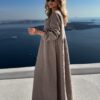 Šedohnědé mušelínové dlouhé oversize maxi šaty CHASTE Velikost: ONESIZE - Image 2