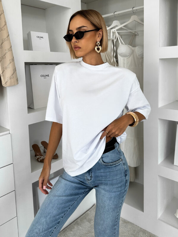 Bílé 100% bavlna oversize tričko DELYS s krátkým rukávem Velikost: ONESIZE