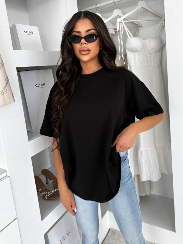 Černé bavlněné basic tričko LOVETE s krátkým rukávem Velikost: ONESIZE