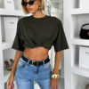 Khaki 100% bavlna oversize tričko DELYS s krátkým rukávem Velikost: ONESIZE - Image 2