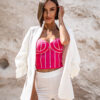 Růžový elegantní crop top MACK s kamínky Velikost: S/M - Image 2