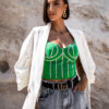 Zelený elegantní crop top MACK s kamínky Velikost: S/M - Obrázek 3