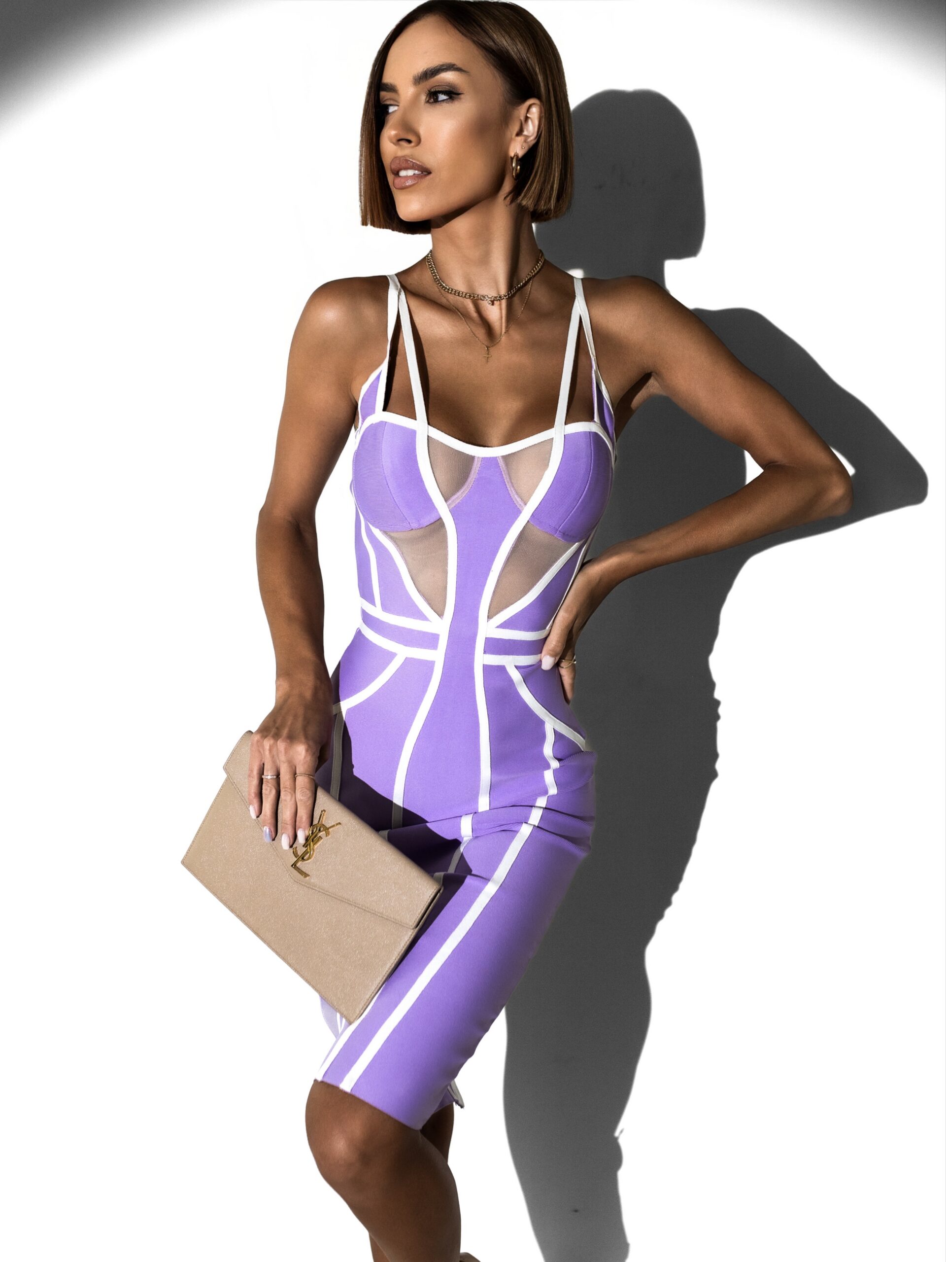 Fialové koktejlové bandážované šaty KOPREUS Velikost: L - Obrázek 2