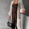 Krémový dlouhý svetrový cardigan SENTENCERO Velikost: ONESIZE - Obrázek 2
