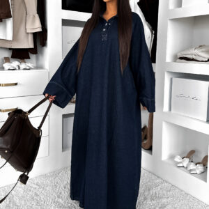 Modré džínové oversize maxi šaty FYNERA Velikost: M/L