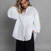 Bílá bavlněná basic oversize košile ALEEZA Velikost: ONESIZE - Obrázek 3