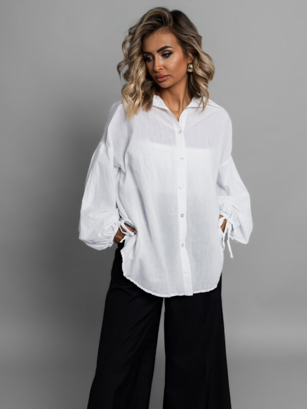 Bílá bavlněná basic oversize košile ALEEZA Velikost: ONESIZE