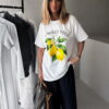 Bílé oversize triko MALALA s citrony Velikost: ONESIZE - Obrázek 3