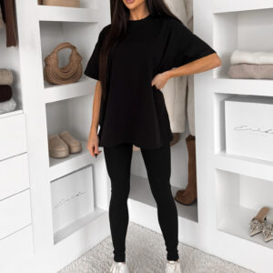 Černé bavlněné basic tričko LOVETE s krátkým rukávem Velikost: ONESIZE