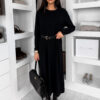 Černé maxi dlouhé oversize šaty RAVONI Velikost: S/M - Obrázek 2