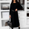 Černé maxi dlouhé oversize šaty RAVONI Velikost: S/M - Obrázek 3