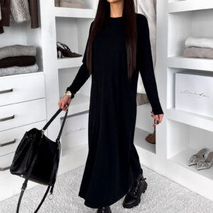 Černé maxi dlouhé oversize šaty RAVONI Velikost: L/XL