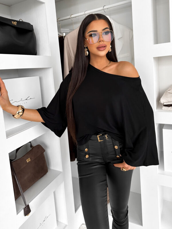 Černé oversize triko BRISK s 3/4 rukávem Velikost: ONESIZE