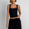 Černý basic elastický top CAMILLA s vycpávkami Velikost: ONESIZE - Obrázek 2