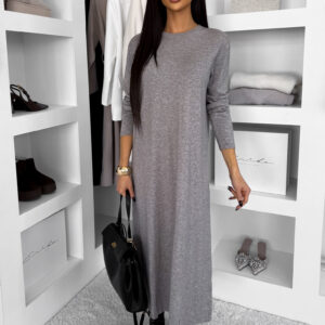 Šedé maxi dlouhé šaty RAVONI Velikost: L/XL