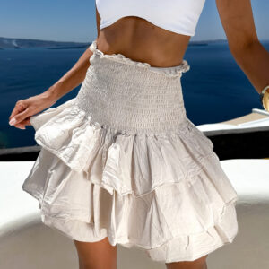 Béžová bavlněná letní midi sukně FARINA s volány Velikost: ONESIZE