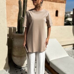 Béžové basic oversize tričko VERONY Velikost: ONESIZE