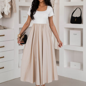 Béžové bavlněné áčkové šaty FLEXTA Velikost: ONESIZE