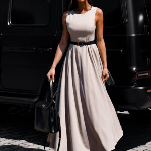 Béžové pouzdrové dlouhé midi šaty SHANKI Velikost: S