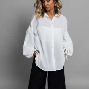 Bílá bavlněná basic oversize košile ALEEZA Velikost: ONESIZE