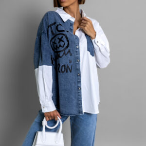 Bílá denim oversized košile MILAGROS Velikost: ONESIZE