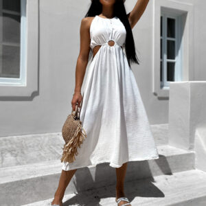 Bílé šaty MALIKENY s průstřihy Velikost: ONESIZE