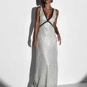 Bílé večerní flitrované dlouhé šaty FENELLA Velikost: ONESIZE