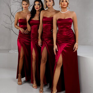 Bordó korzetové dlouhé šaty KARLOT pro družičky Velikost: ONESIZE