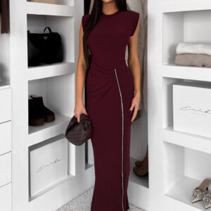 Bordó společenské dlouhé elastické šaty LABUA Velikost: ONESIZE