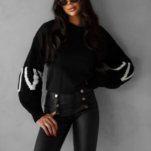 Černá mikina NIKLAUS se svetrovými rukávy Velikost: ONESIZE