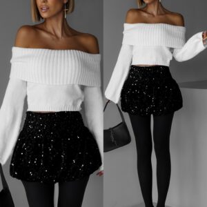 Černá mini balónová flitrovaná sukně CHAIM Velikost: ONESIZE