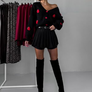 Černá skládaná krátká sukně FAWZI s páskem Velikost: L