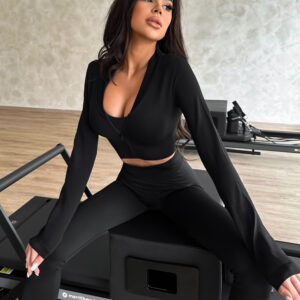 Černá sportovní crop mikina PRAVENI Velikost: L