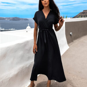 Černé delší elegantní šaty FEYLING se zavazováním