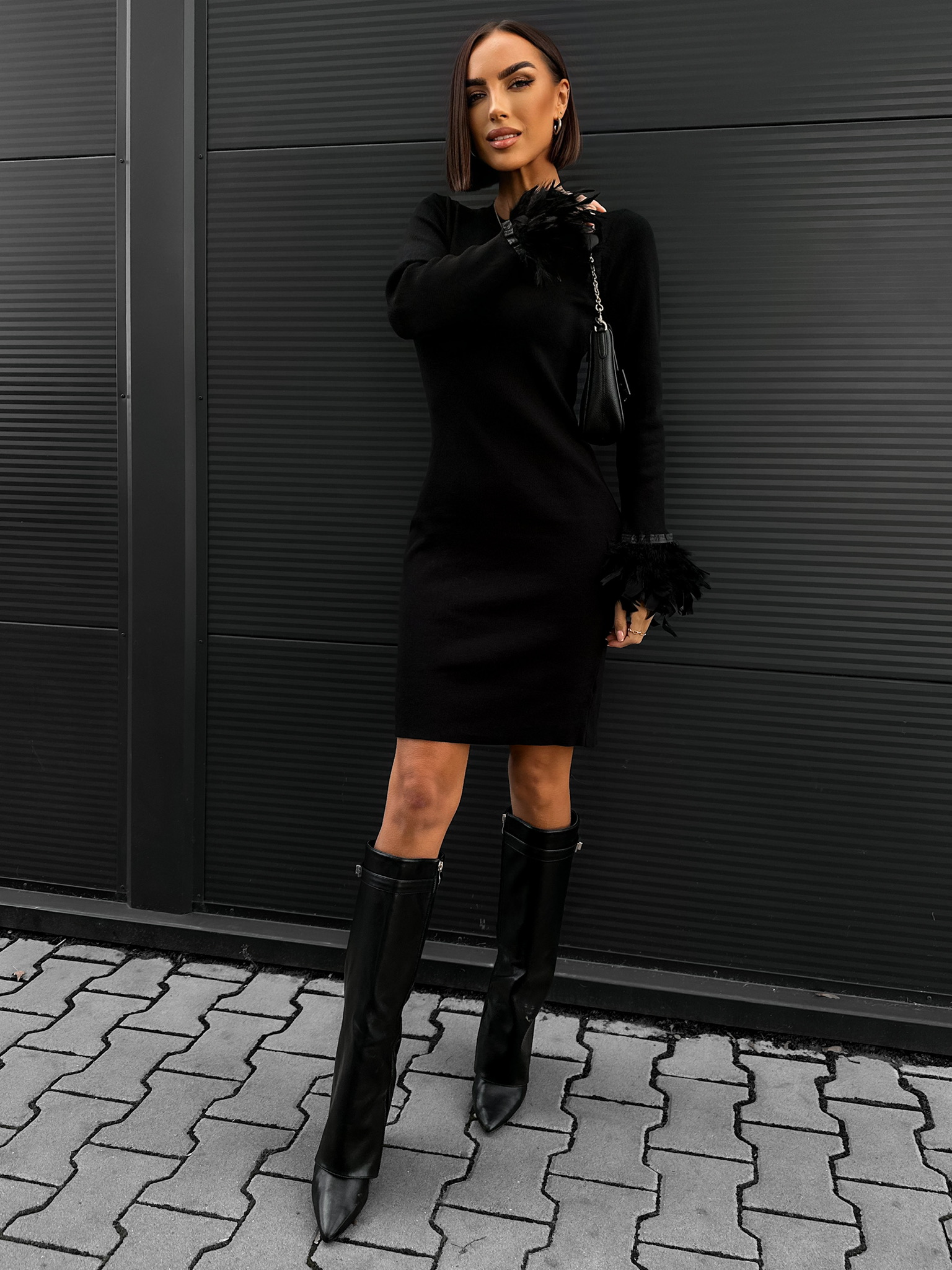 Černé elegantní šaty OLCAY Velikost: ONESIZE - Obrázek 3