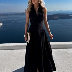 Černé košilové letní elegantní šaty CIELLA Velikost: M/L