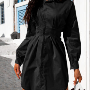 Černé košilové šaty SIERRA na knoflíky Velikost: ONESIZE