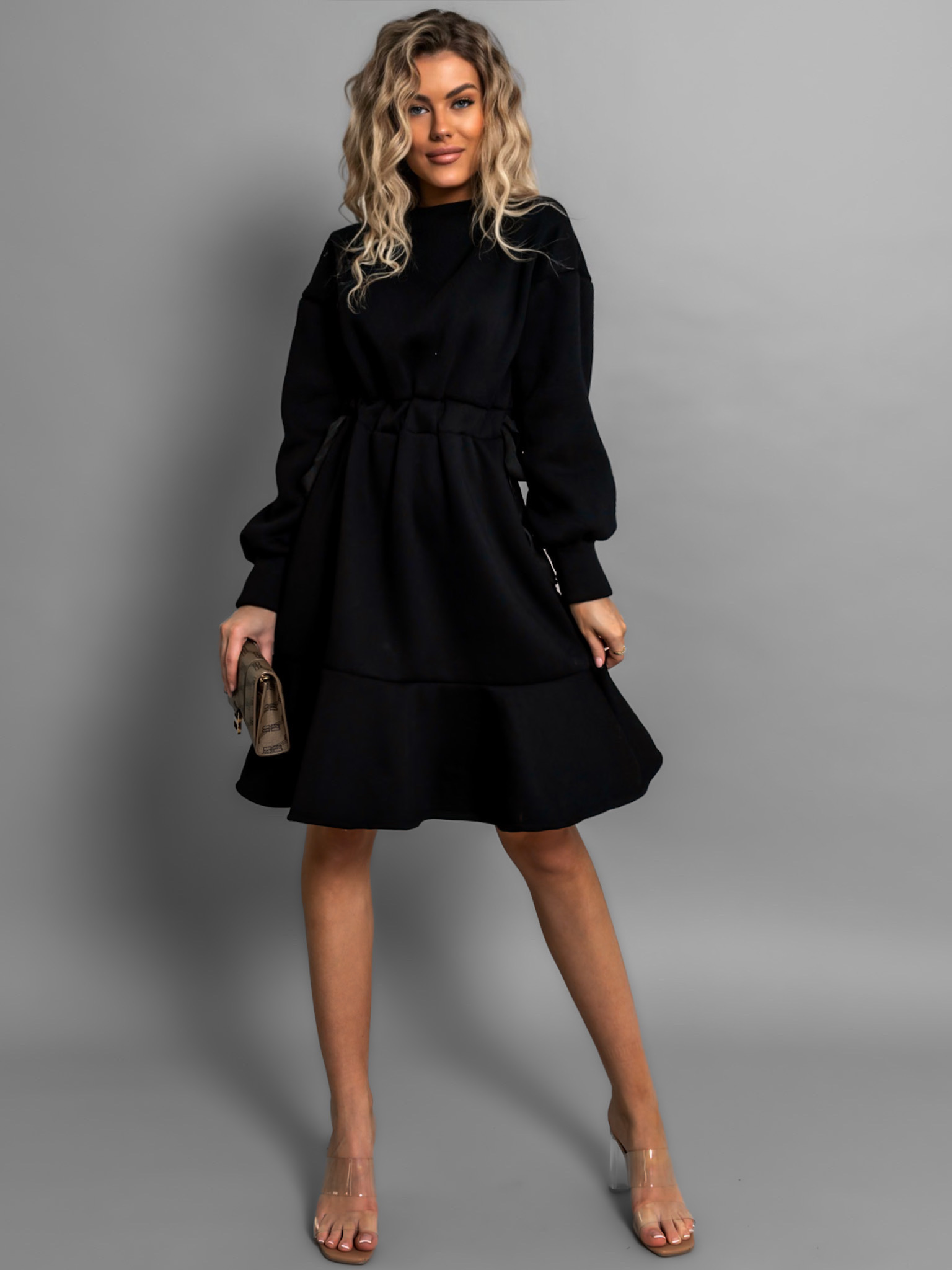 Černé mikinové šaty JAWAD 95% bavlna Velikost: ONESIZE - Obrázek 3