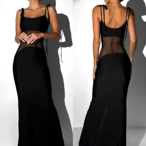 Černé party šaty DAHIANA se síťkou Velikost: ONESIZE