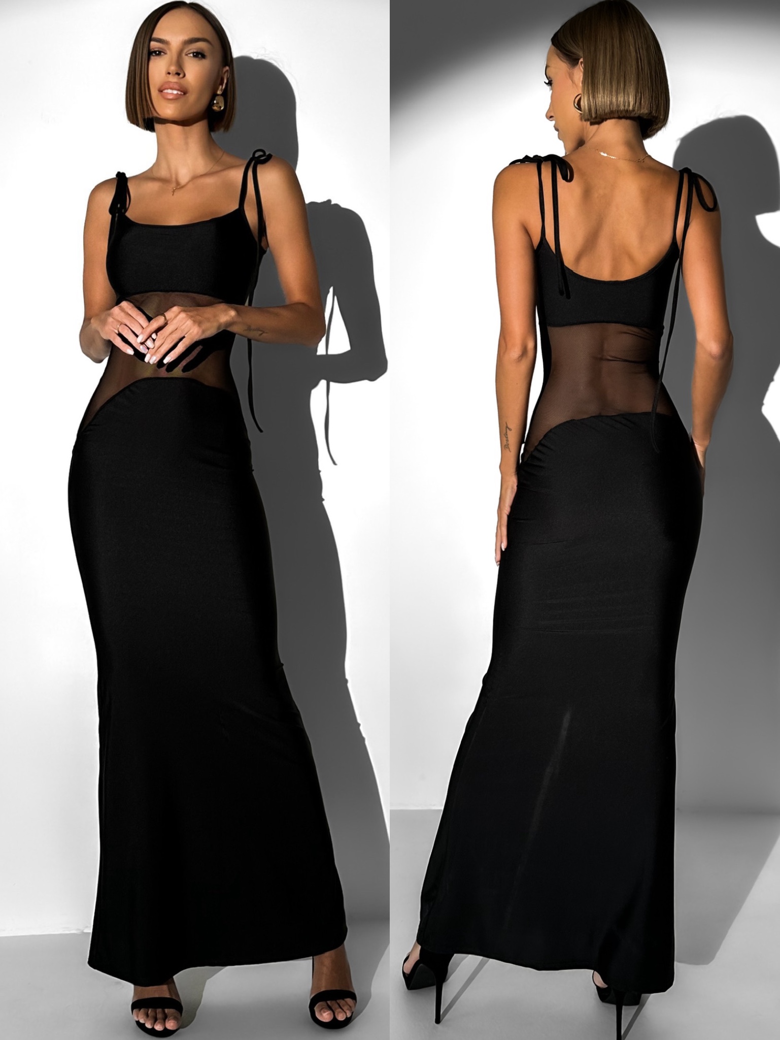 Černé party šaty DAHIANA se síťkou Velikost: ONESIZE