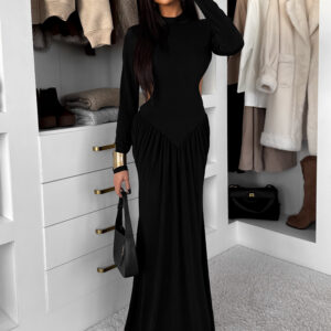 Černé společenské dlouhé šaty EVANIE s průstřihy Velikost: ONESIZE