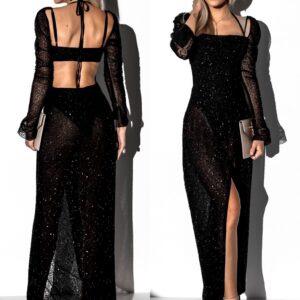 Černé společenské třpytivé šaty KARMENTA Velikost: M