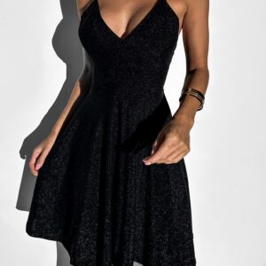 Černé třpytivé krátké šaty DUSICAR Velikost: ONESIZE