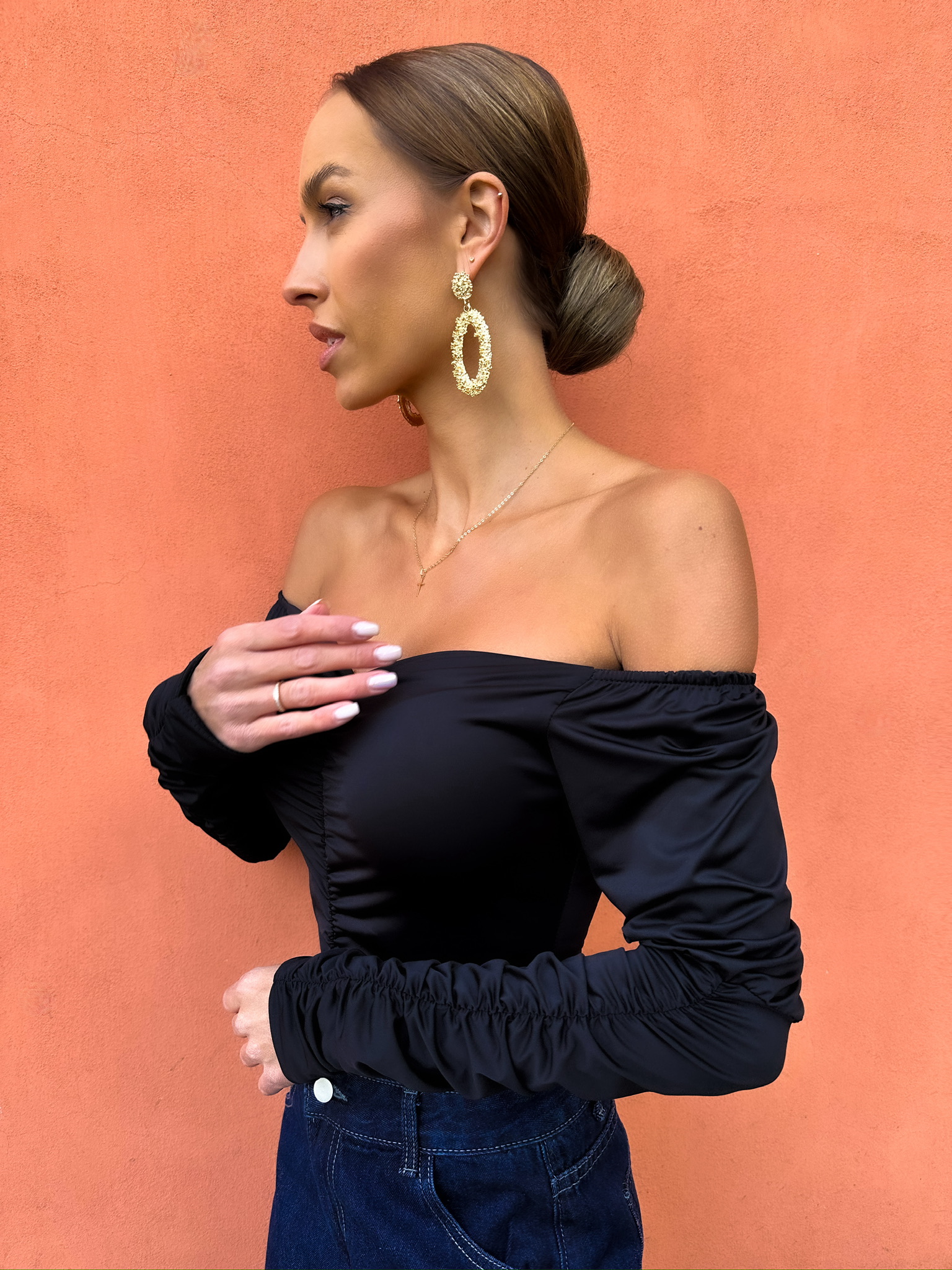 Černý elegantní top ARIGET Velikost: ONESIZE - Obrázek 3